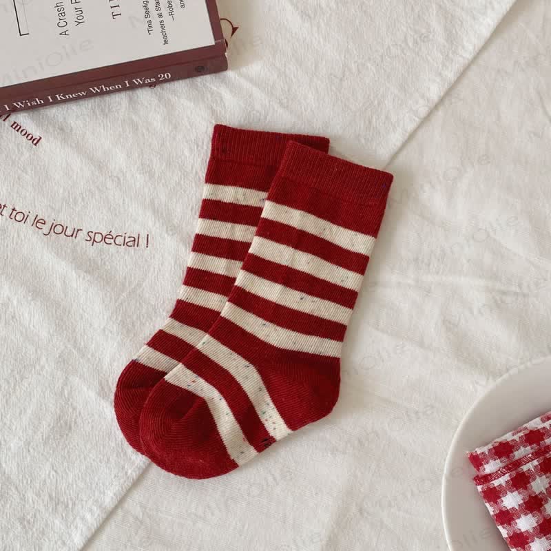 Baby Toddler Red Striped/Bow Socks - image 4
