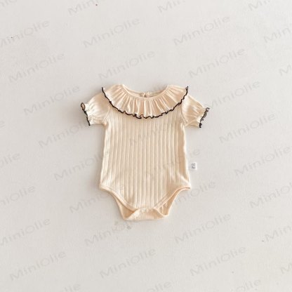 Baby Soft Ribbed Ruffle Collar Bodysuit - Beige - 18-24M - image 9