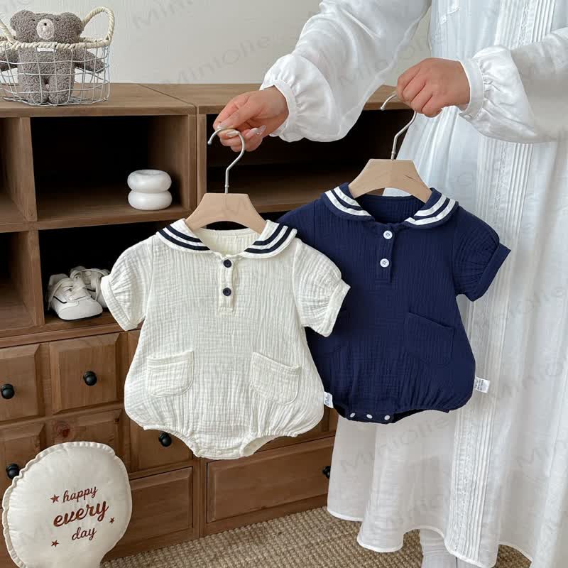 Baby Nautical Collar Pocket Bodysuit - image 1