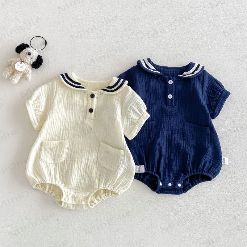 Baby Nautical Collar Pocket Bodysuit - image 2