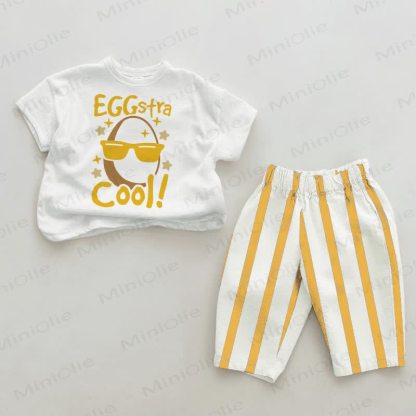 EGGSTRA COOL! Baby White&Yellow Vertical Striped 2-piece Set - White&Yellow - 2-3T - image 1