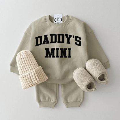 DADDY'S MINI Baby Sweatsuit 2-piece Set - Grey Green - 2-3T - image 3