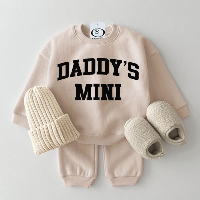 DADDY'S MINI Baby Sweatsuit 2-piece Set - Beige - 2-3T - image 4