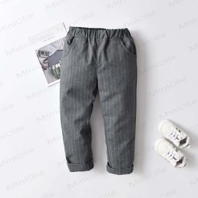 Baby Toddler Boy Solid Color Pants - Gray Stripe - 8-9T - image 14