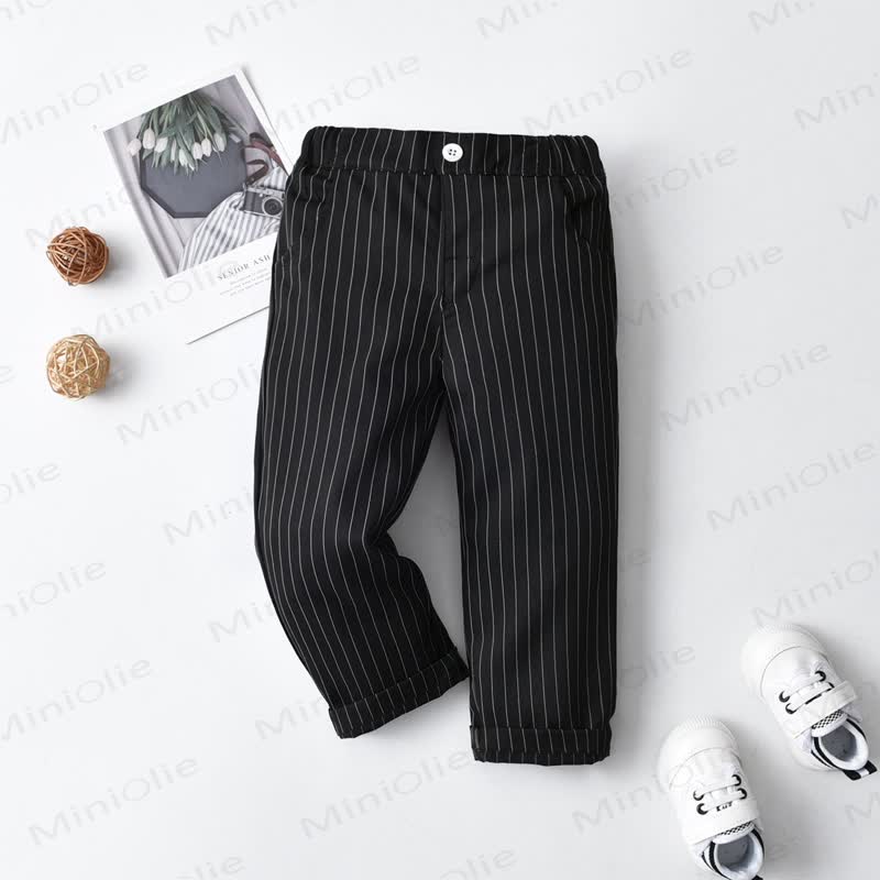 Baby Toddler Boy Solid Color Pants - Black Thin Stripe - 8-9T - image 15