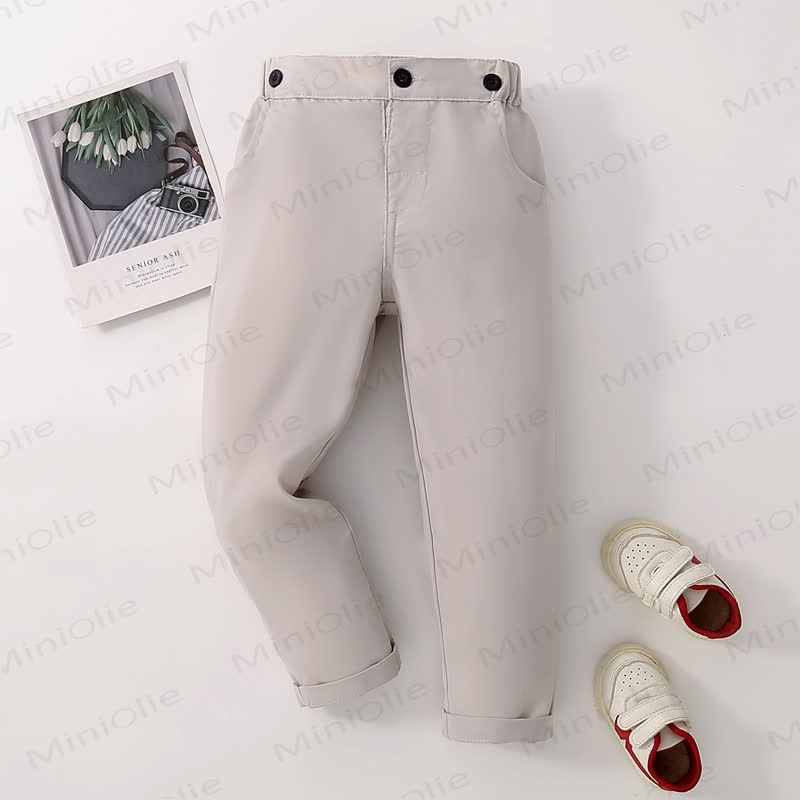 Baby Toddler Boy Solid Color Pants - Light Khaki With Zipper - 8-9T - image 21