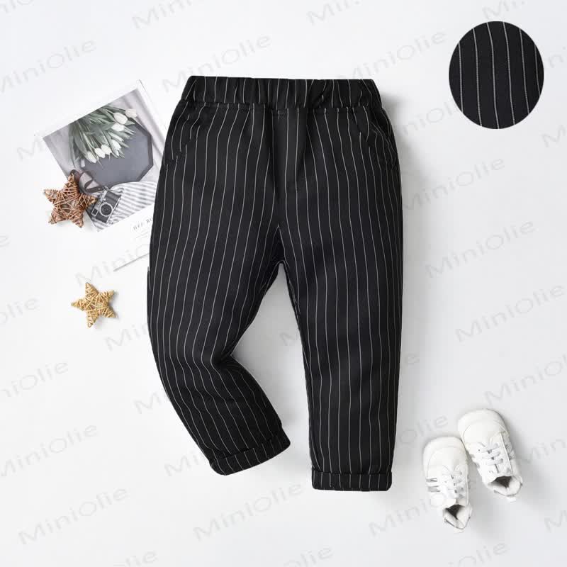 Baby Toddler Boy Solid Color Pants - Black Stripe - 8-9T - image 16
