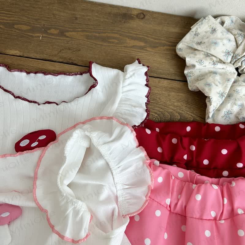 MUSHROOM Toddler Baby Girl Polka Dot Sleeveless Top and Shorts 2-piece Set - image 6