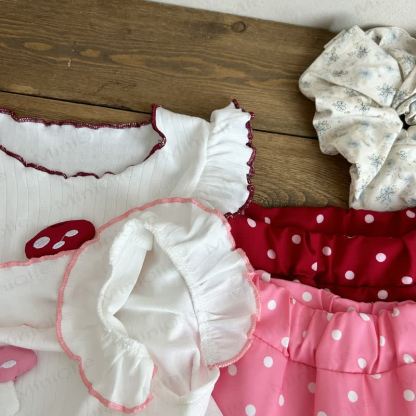MUSHROOM Toddler Baby Girl Polka Dot Sleeveless Top and Shorts 2-piece Set - image 6