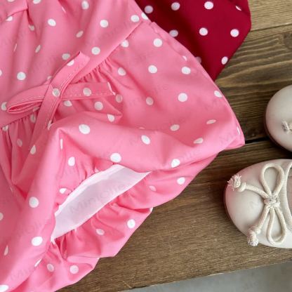 MUSHROOM Toddler Baby Girl Polka Dot Sleeveless Top and Shorts 2-piece Set - image 7