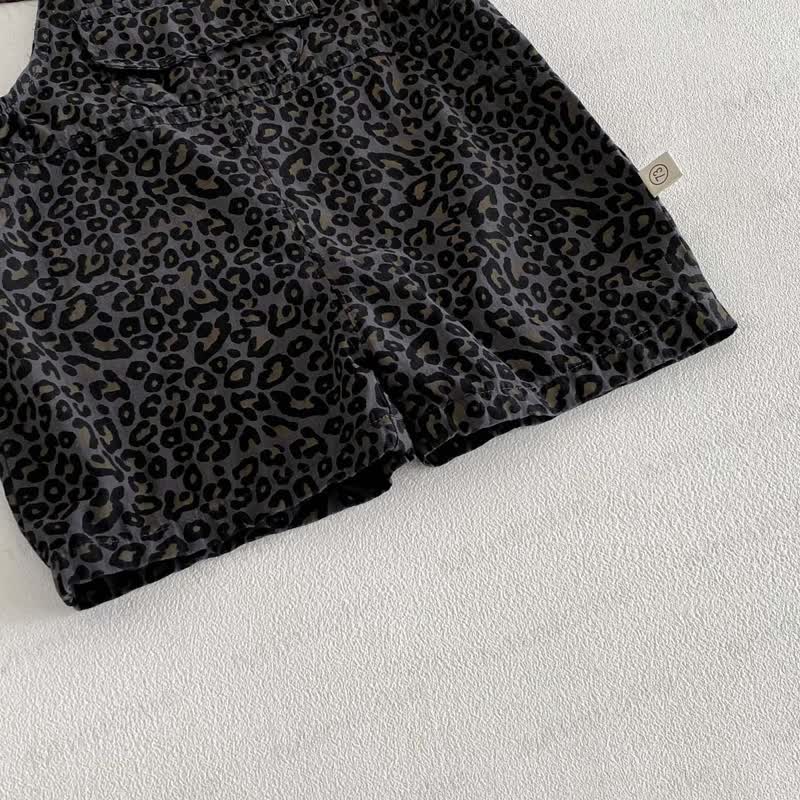 Baby Toddler Gray Sleeveless Leopard Print Overalls 2-piece Set - image 8