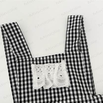 Toddler Baby Girls White Long Sleeve Top or Gingham Pinafore - image 6