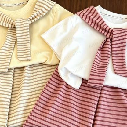 Toddler Girls Striped Layered Tee and Shorts 2-piece Set - image 4