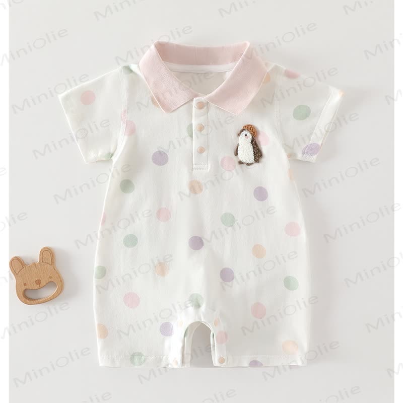 Baby Cotton Short Sleeve Polo Romper - Pink - 18-24M - image 2