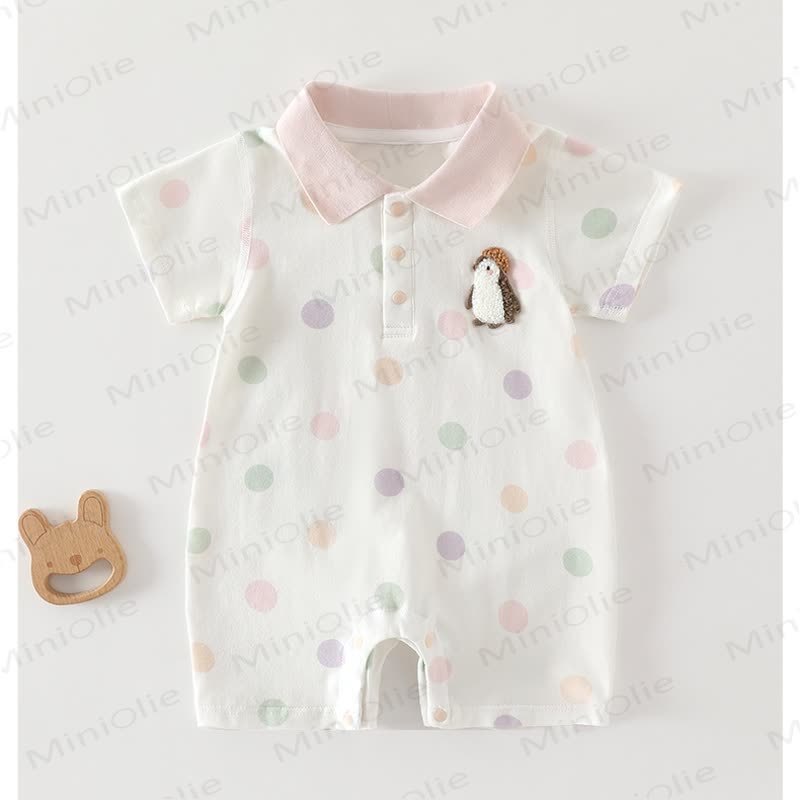 Baby Cotton Short Sleeve Polo Romper - Pink - 18-24M - image 2