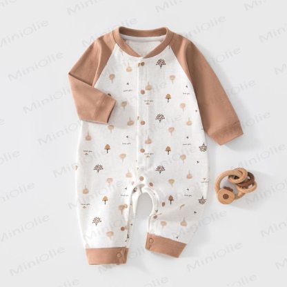 Baby Cotton Long Sleeve Romper - Brown Forest - 18-24M - image 2