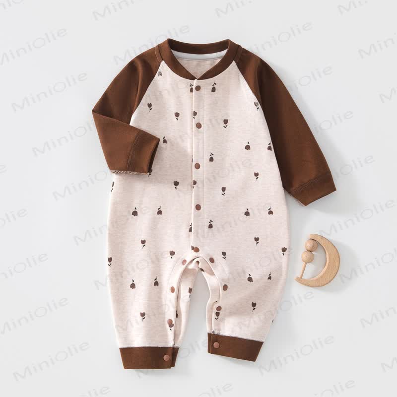 Baby Cotton Long Sleeve Romper - Coffee Tulip - 18-24M - image 4