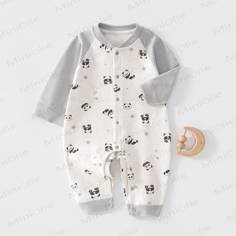 Baby Cotton Long Sleeve Romper - Gray Panda - 18-24M - image 5