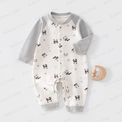 Baby Cotton Long Sleeve Romper - Gray Panda - 18-24M - image 5