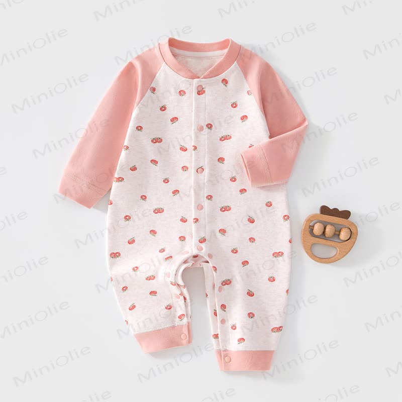Baby Cotton Long Sleeve Romper - Pink Tomato - 18-24M - image 7