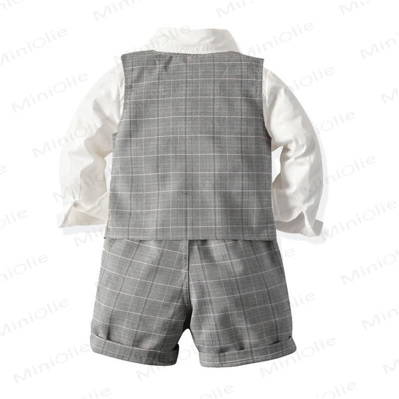 Toddler Baby Boys Gray Plaid Vest 4-piece Set - image 2