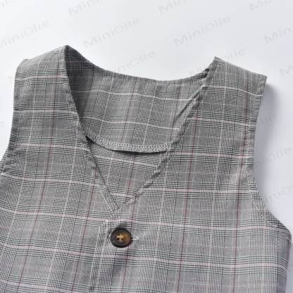 Toddler Baby Boys Gray Plaid Vest 4-piece Set - image 7