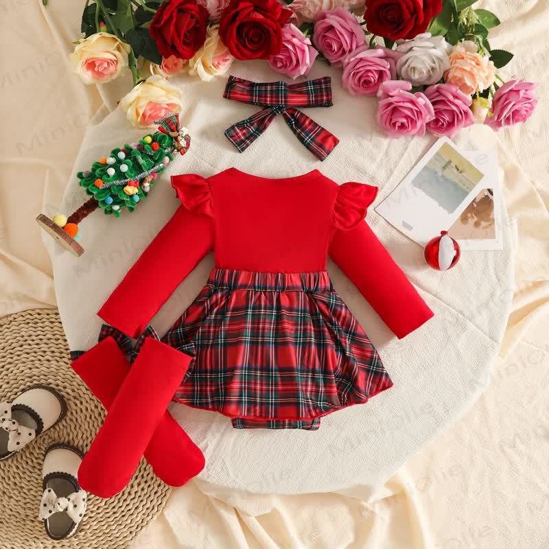 MERRY CHRISTMAS Baby Skirted Bodysuit Headband and Socks - image 2
