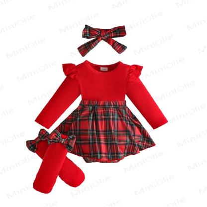 MERRY CHRISTMAS Baby Skirted Bodysuit Headband and Socks - image 8