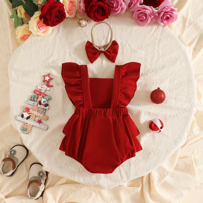 Baby Girl Velvet Lace Ruffle PompomBodysuit - image 5