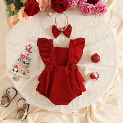 Baby Girl Velvet Lace Ruffle PompomBodysuit - image 5