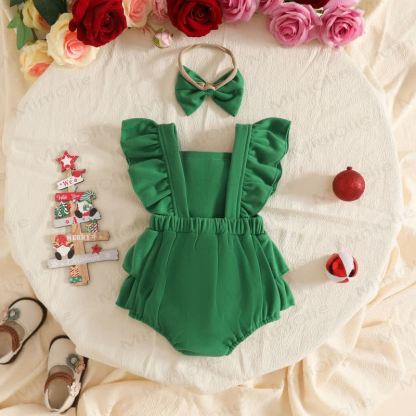 Baby Girl Velvet Lace Ruffle PompomBodysuit - image 11