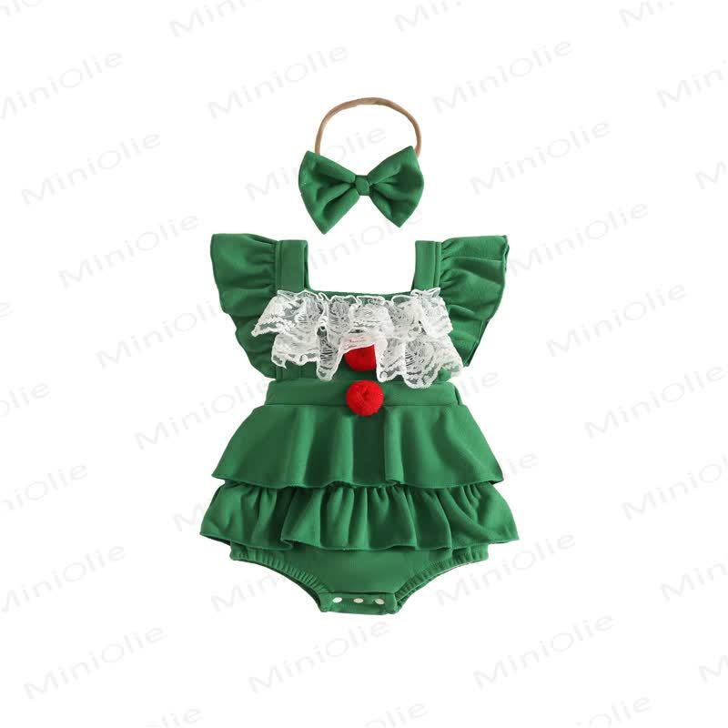 Baby Girl Velvet Lace Ruffle PompomBodysuit - image 16