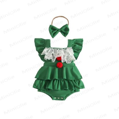 Baby Girl Velvet Lace Ruffle PompomBodysuit - image 16