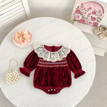 Baby Velvet Lace Collar Bodysuit - image 5