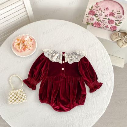 Baby Velvet Lace Collar Bodysuit - image 6