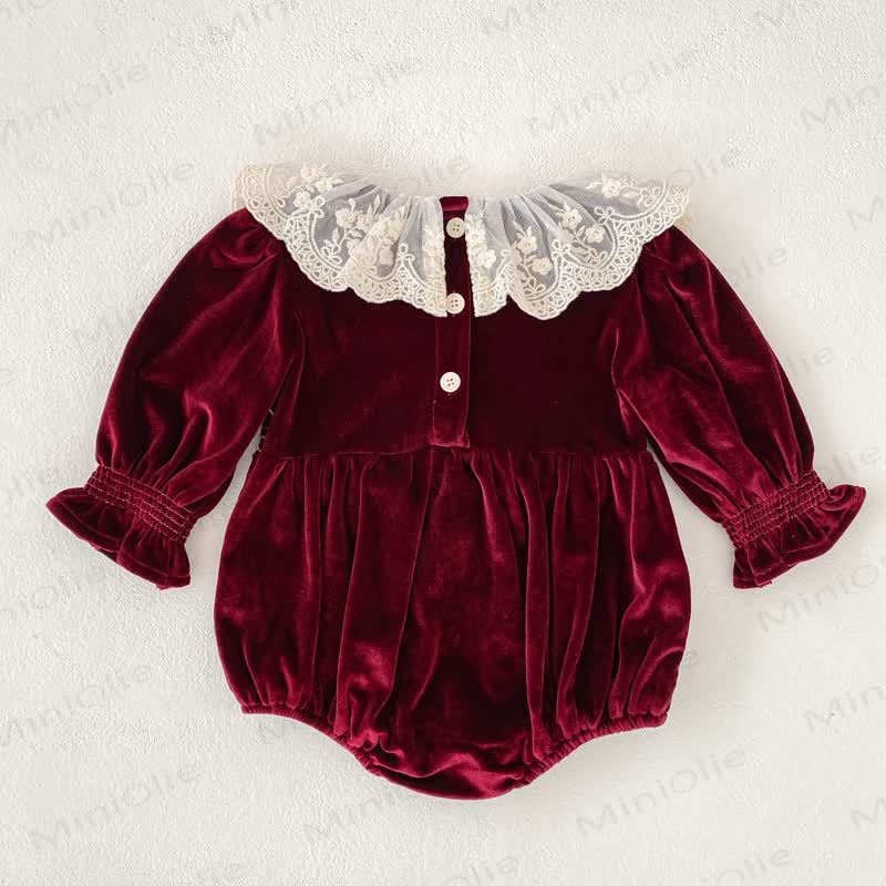 Baby Velvet Lace Collar Bodysuit - image 2