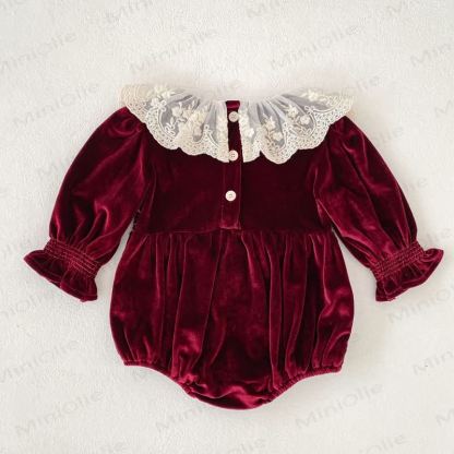 Baby Velvet Lace Collar Bodysuit - image 2
