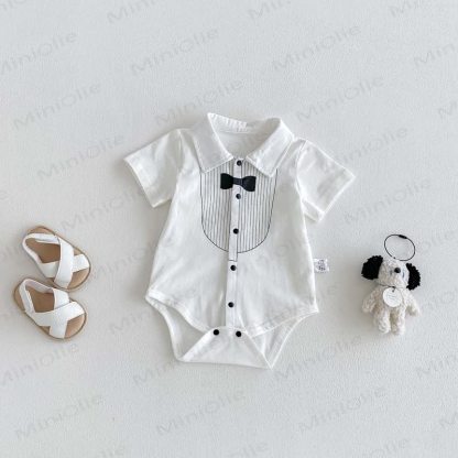 Baby Tuxedo Print Collar Short Sleeve Bodysuit - image 2