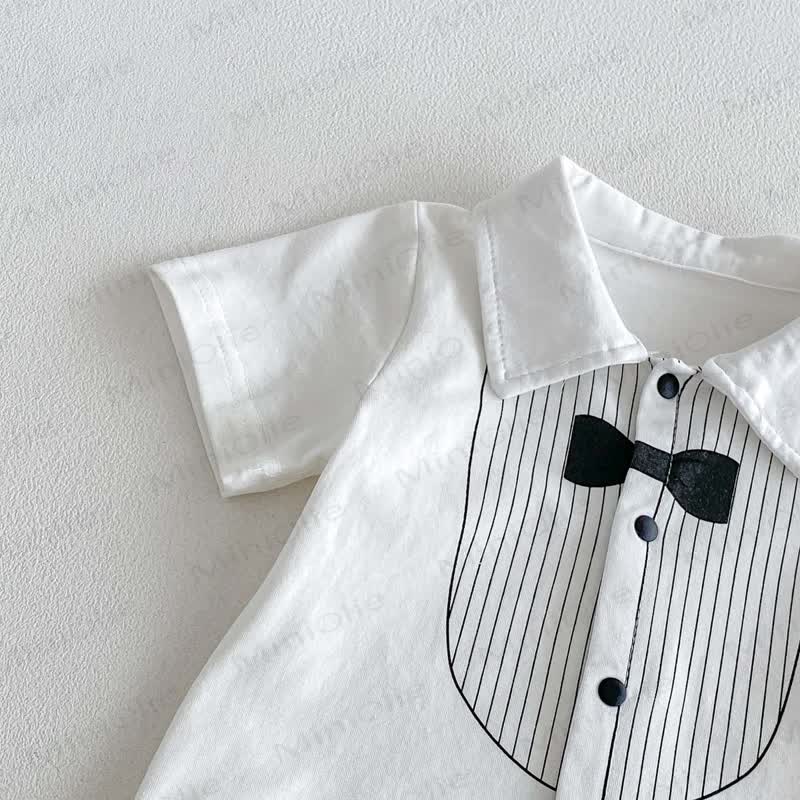 Baby Tuxedo Print Collar Short Sleeve Bodysuit - image 5