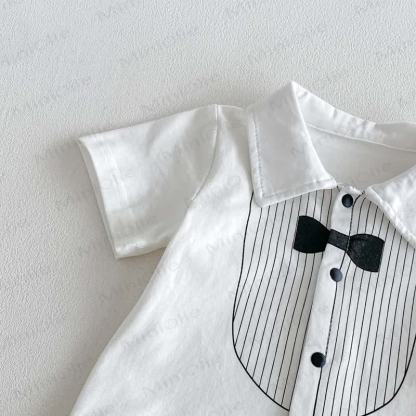 Baby Tuxedo Print Collar Short Sleeve Bodysuit - image 5