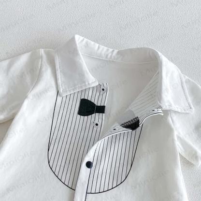 Baby Tuxedo Print Collar Short Sleeve Bodysuit - image 7