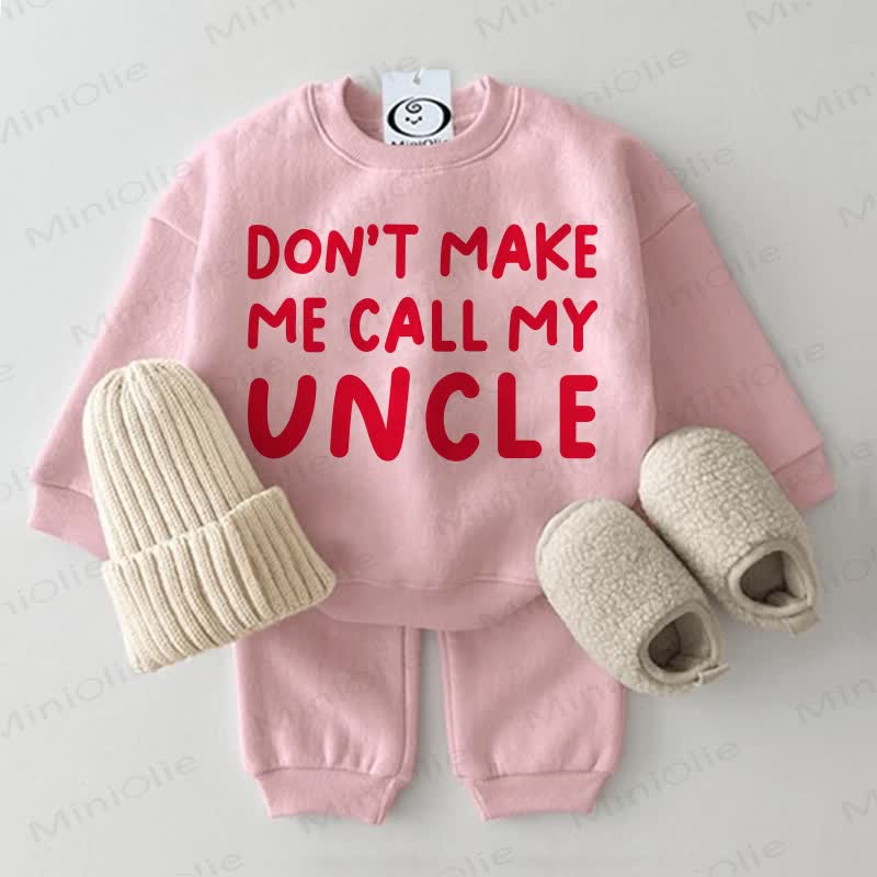 DON'T MAKE ME CALL MY AUNT/UNCLE Baby Pink Sweatshirt 2-piece Set - Pink: UNCLE - 2-3T - image 2