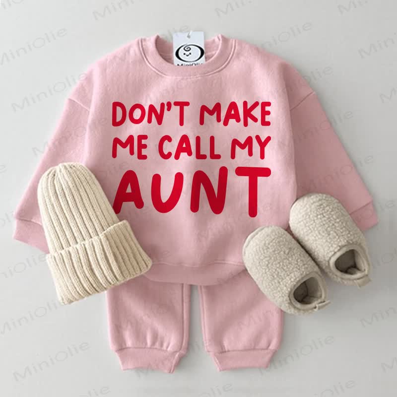DON'T MAKE ME CALL MY AUNT/UNCLE Baby Pink Sweatshirt 2-piece Set - Pink: AUNT - 2-3T - image 1