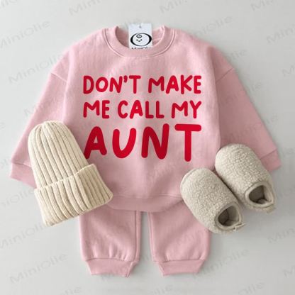 DON'T MAKE ME CALL MY AUNT/UNCLE Baby Pink Sweatshirt 2-piece Set - Pink: AUNT - 2-3T - image 1
