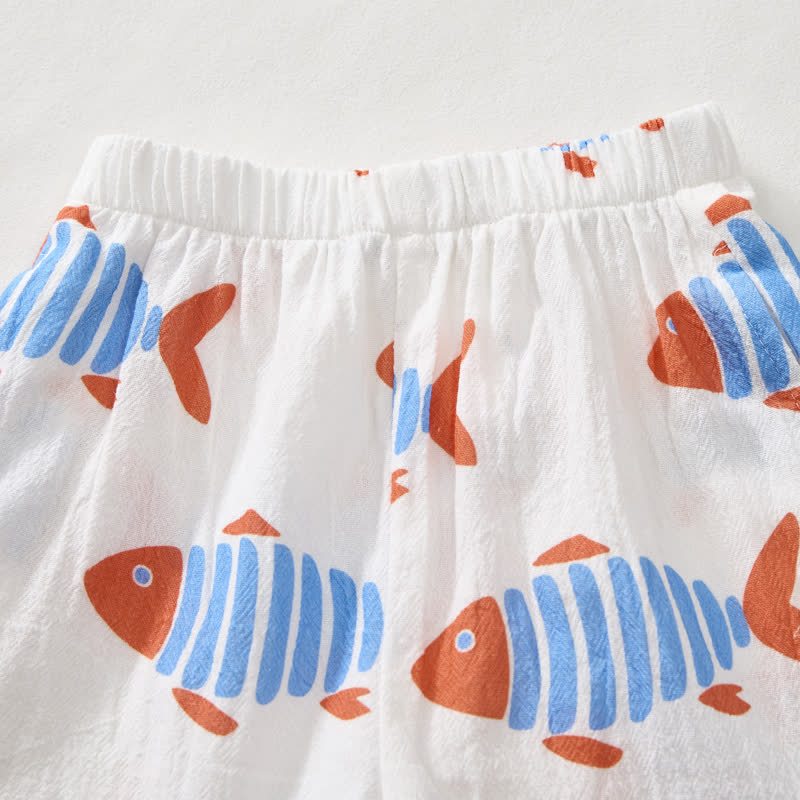 Toddler Boys White Fish Shirt and Shorts 2-piece Set - image 6