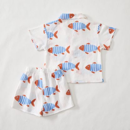 Toddler Boys White Fish Shirt and Shorts 2-piece Set - image 3