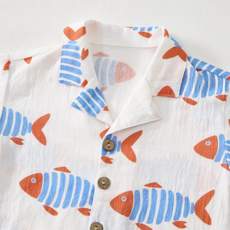 Toddler Boys White Fish Shirt and Shorts 2-piece Set - image 4