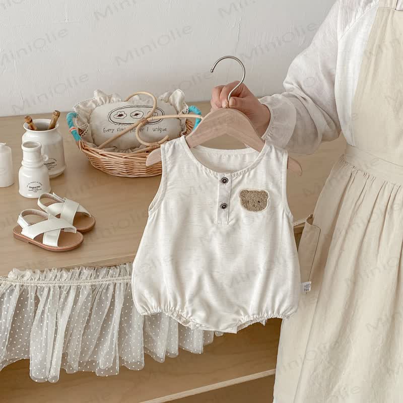 Baby Sleeveless Bear Bodysuit - image 6