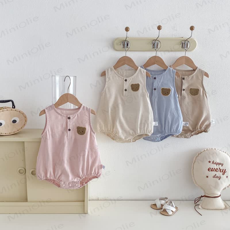 Baby Sleeveless Bear Bodysuit - image 3