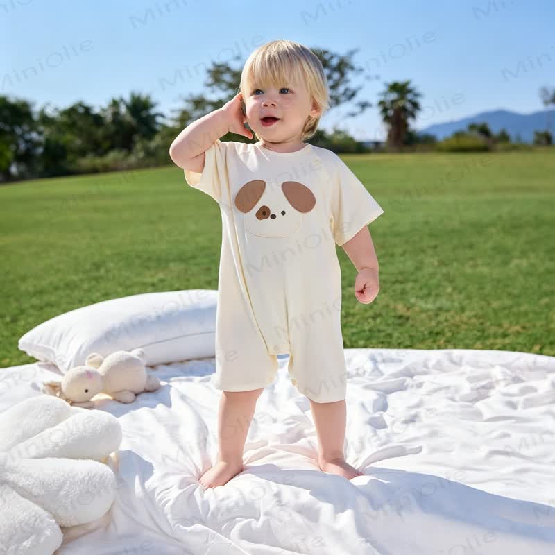 Baby Cotton Short Sleeve Romper - Yellow - 18-24M - image 6